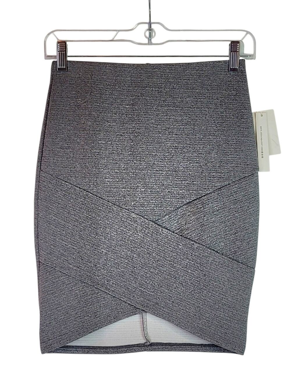 NWT Joe Benbasset JOE B Heather Grey Crossover Mini Pencil Skirt Women's Size XS